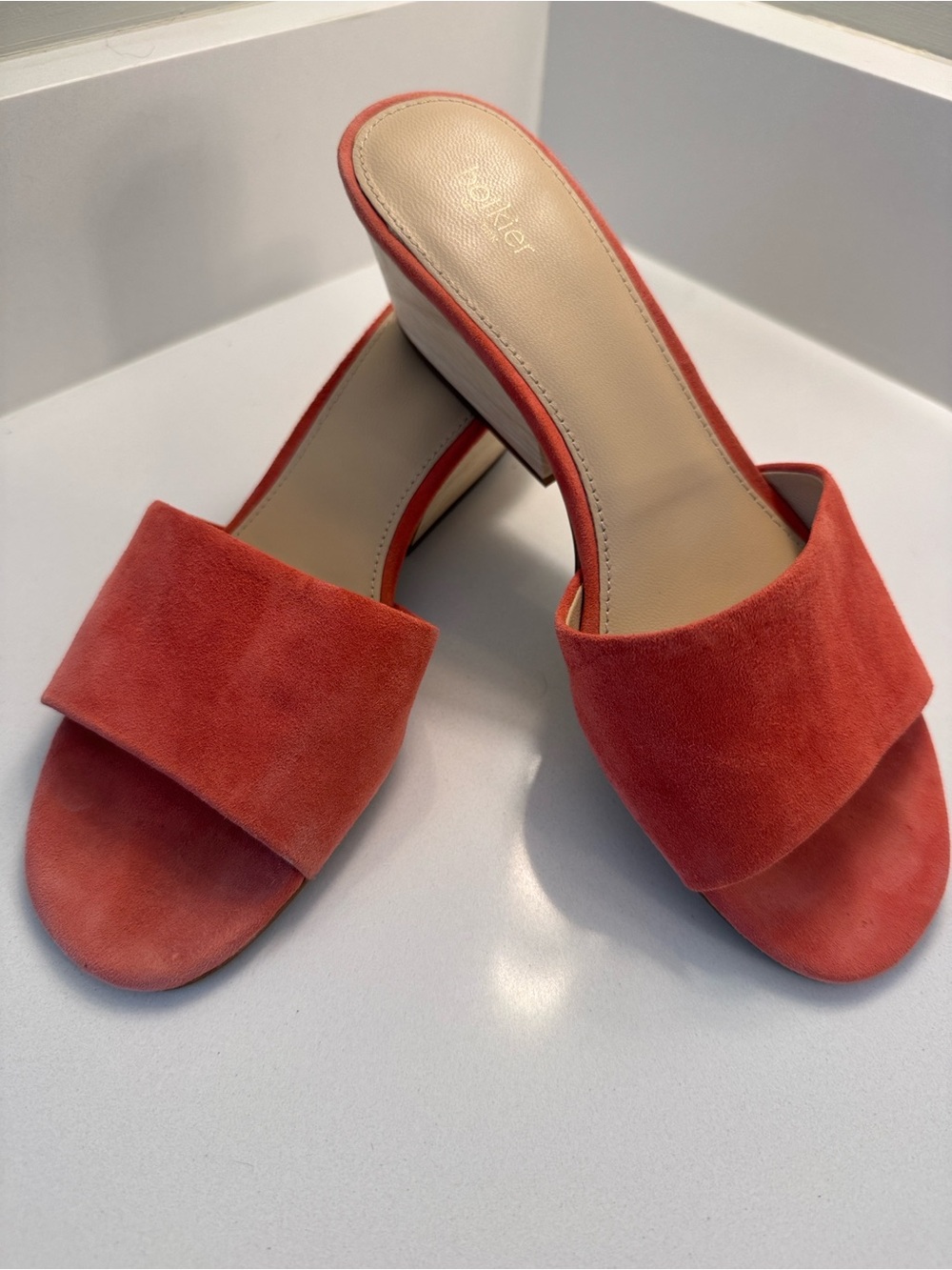 Burlier Coral Suede Block Heel Slide Sandals - Women